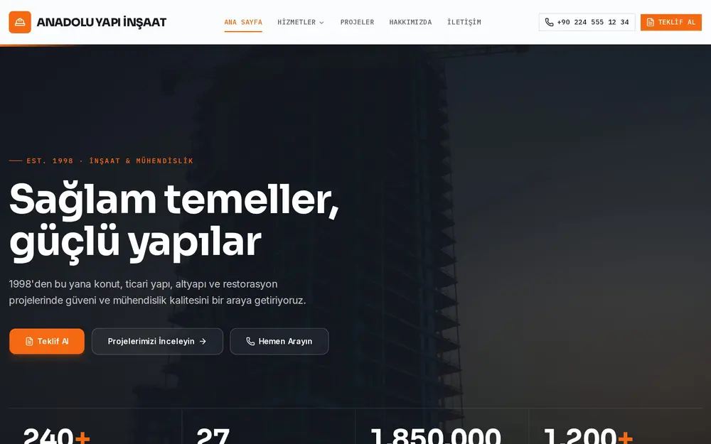 İnşaat Firması Sitesi önizleme